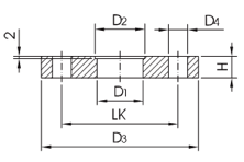 Чертеж и размерный ряд фланца DIN11850 PN10